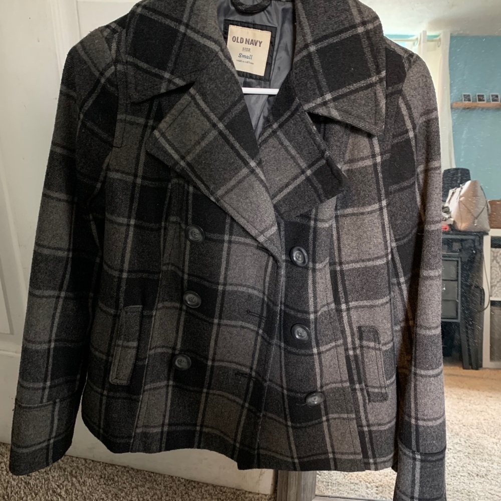 Plaid old navy pea coat